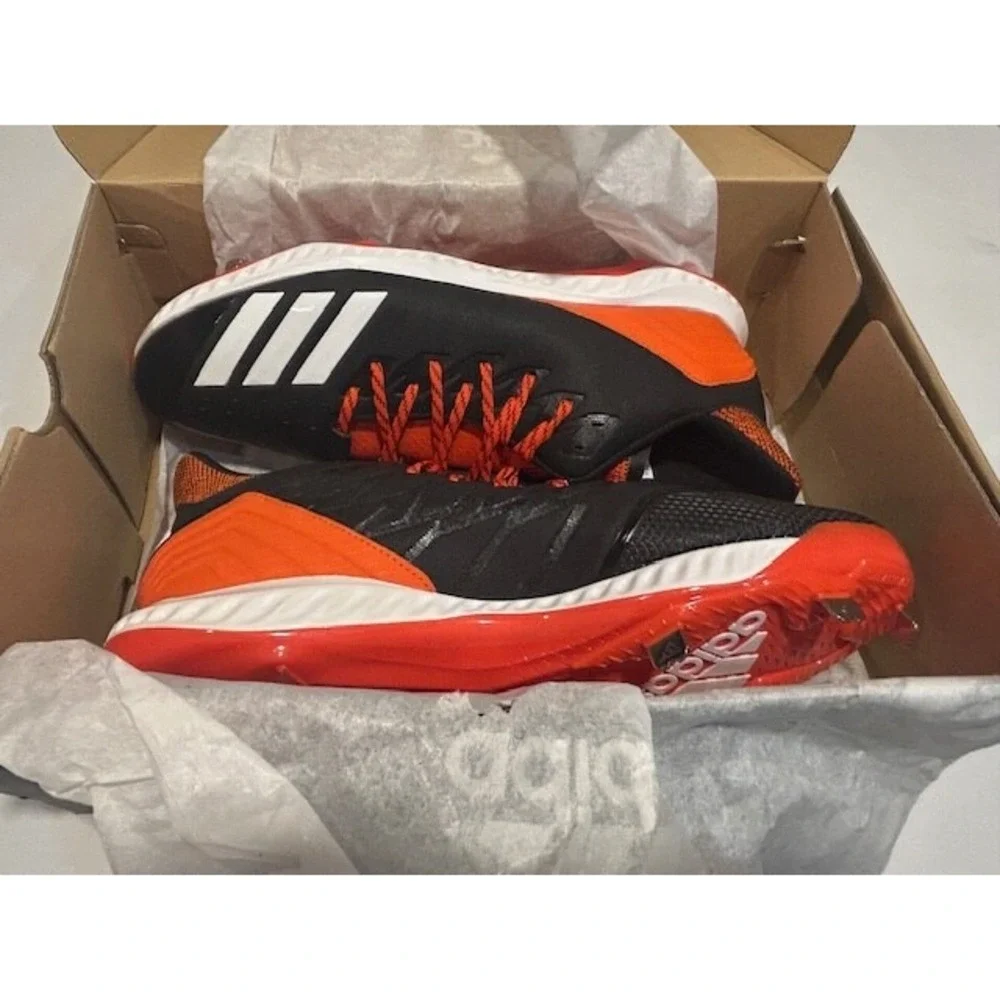 Adidas Mens Icon Bounce Baseball Cleats CG5248 Black Orange White NIB - Size 15‎